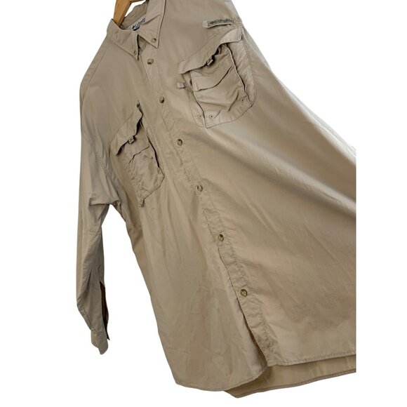 Columbia Mens PFG Performance Fishing Gear Shirt XXL Beige Nylon EUC 8210 - Picture 1 of 10